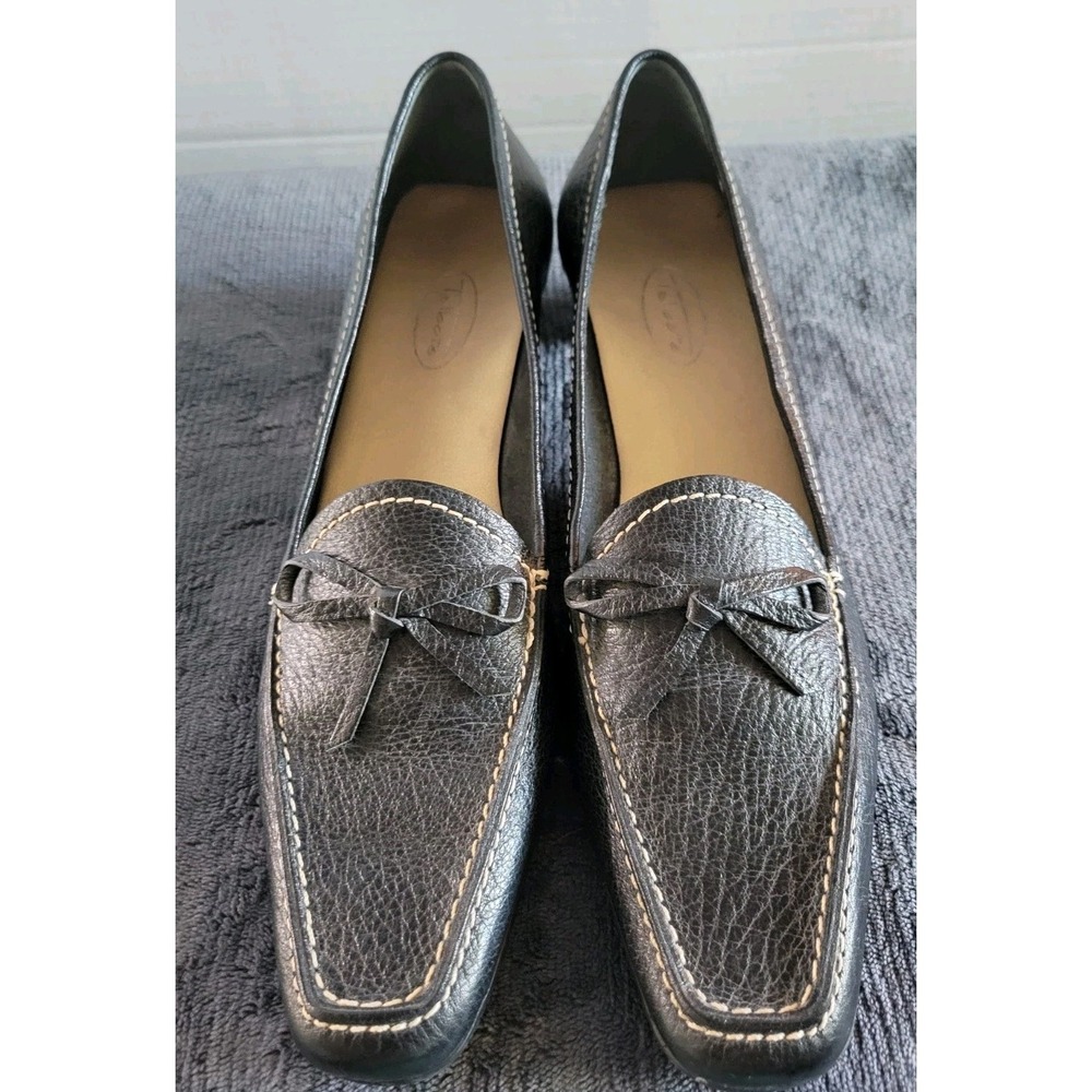 Talbots Black Leather Kitten Heel Loafers Moccasin Women's Shoes 9.5 M